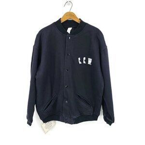 VTG 90s California Crazee Wear Varsity Jacket Mens XS Black Snap Front Oversize